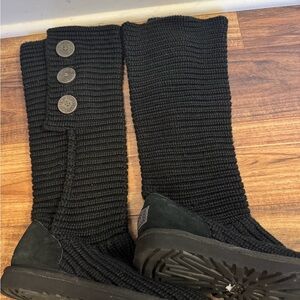 Bailey Button Ugg Black Knit Boots